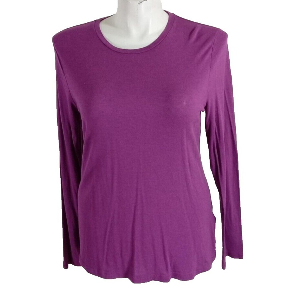 Banana Republic Top XL Purple Plum Wool Rayon Blend Long Sl Stretch Casual